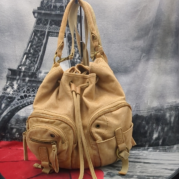 Lucky brand Tan Leather Drawstring Backpack main image 15